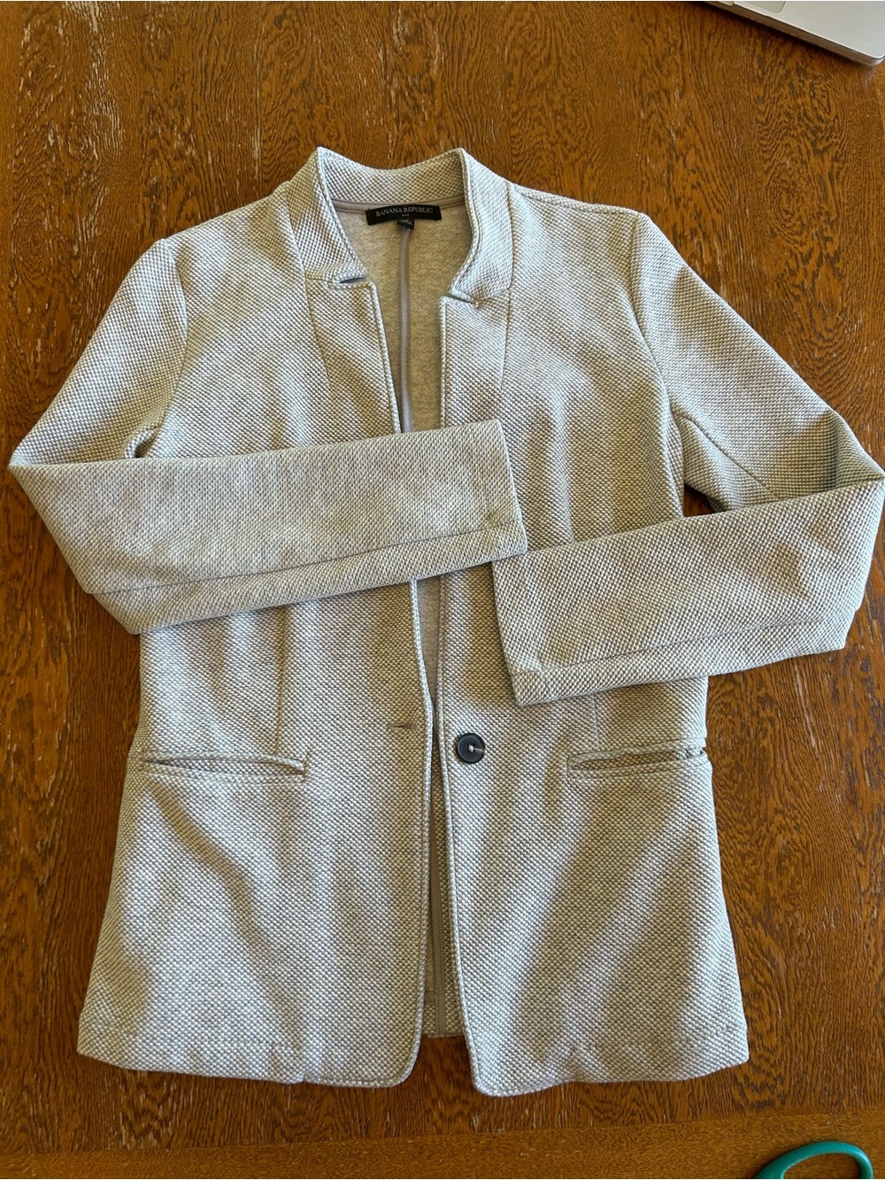 Banana Republic Light Gray Textured Single-Button Blazer